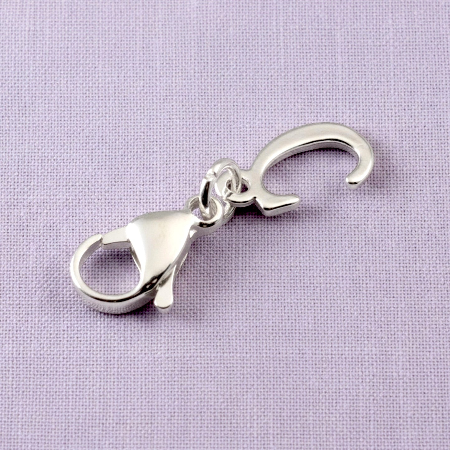 Silver Cursive Letter C Clip On Charm: Script Initial Dangle Lobster Clasp Personalized Journal Bracelet