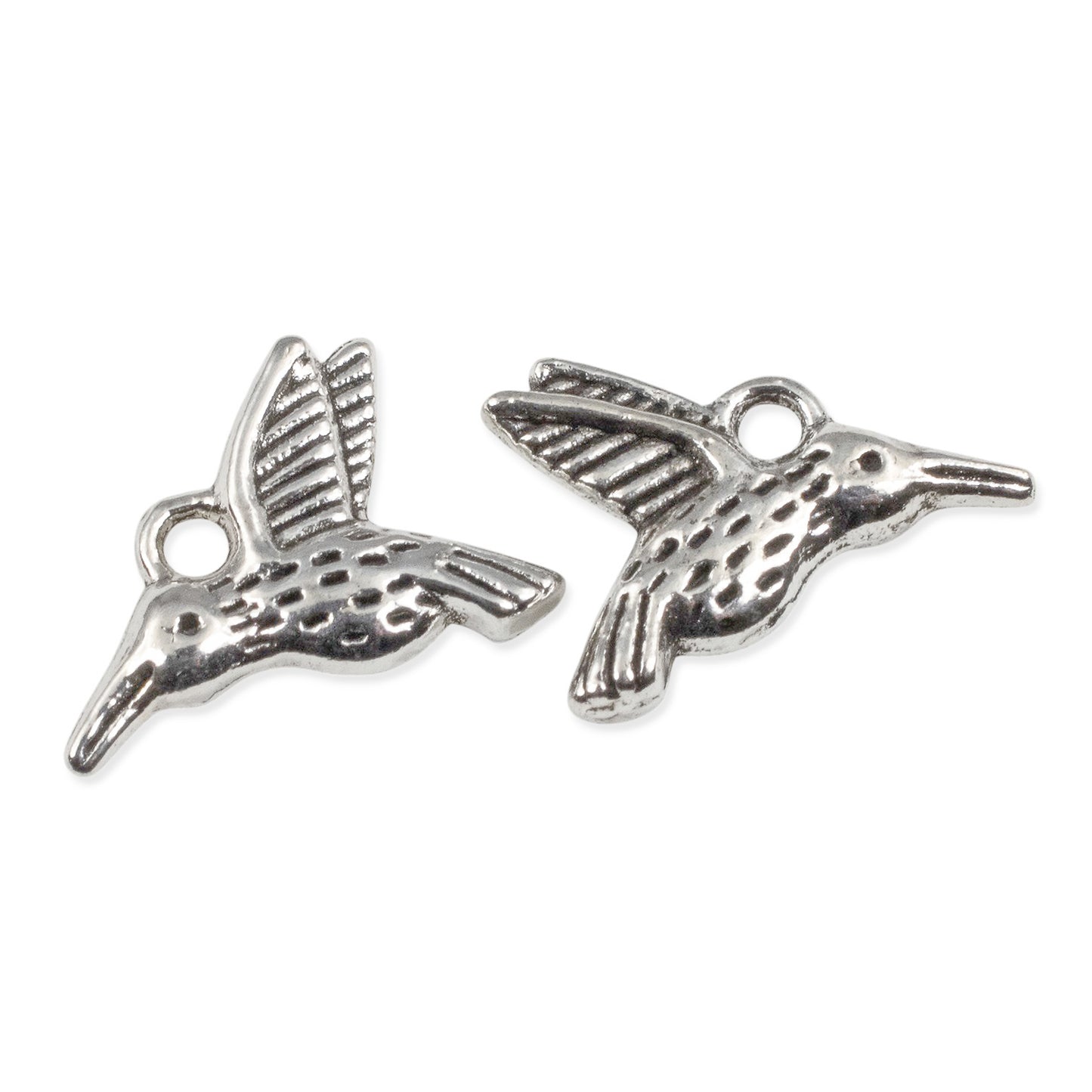 Silver Hummingbird Charms 20-Pack, Metal Nature Bird Jewelry Making Supply DIY Craft