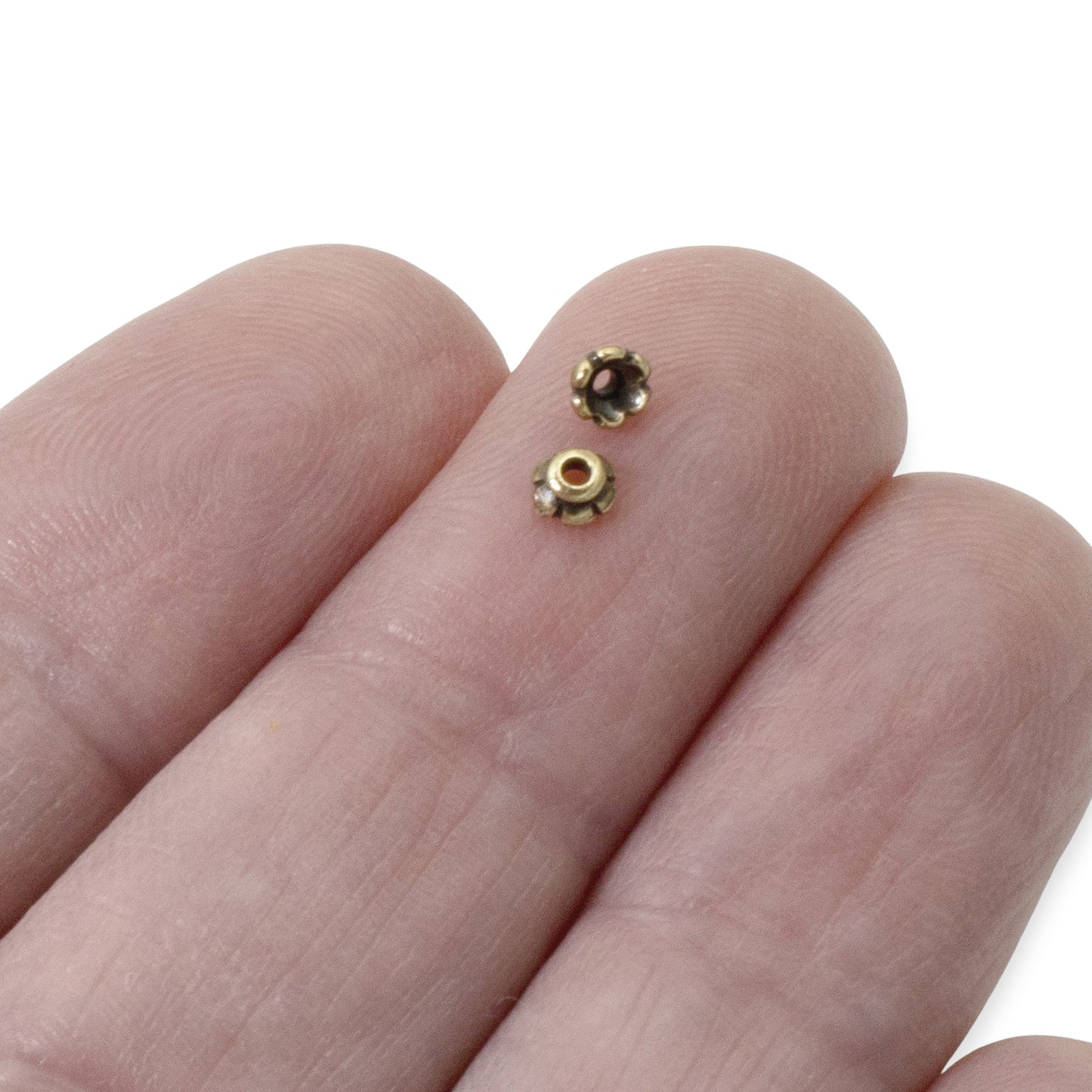 Antique Brass Scalloped Bead Caps, 20-Pack 4mm Small Delicate TierraCast Vintage-Style Earring Caps