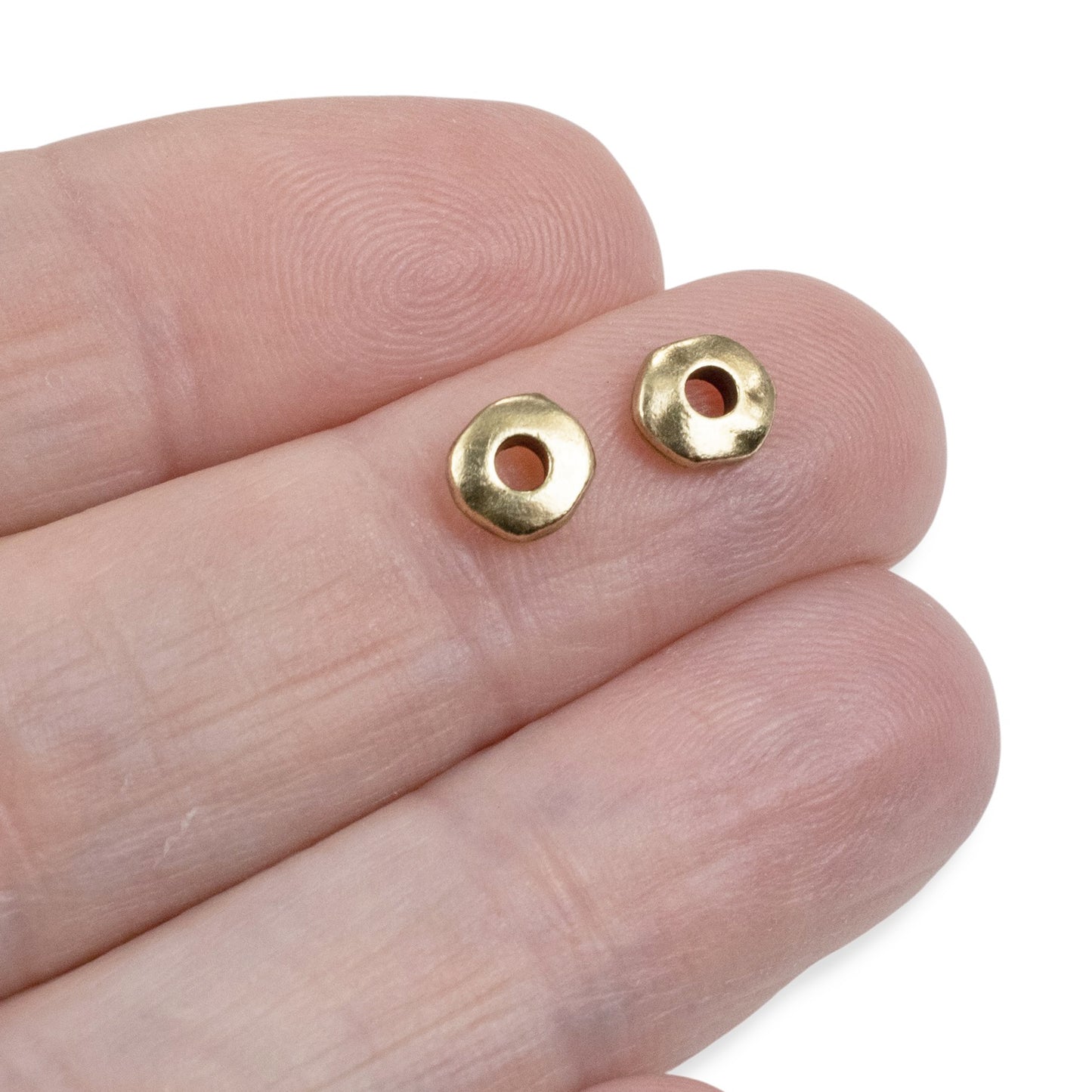 Antique Brass 7mm Large Hole Nugget Spacer Beads for Leather Cord 20 Pack