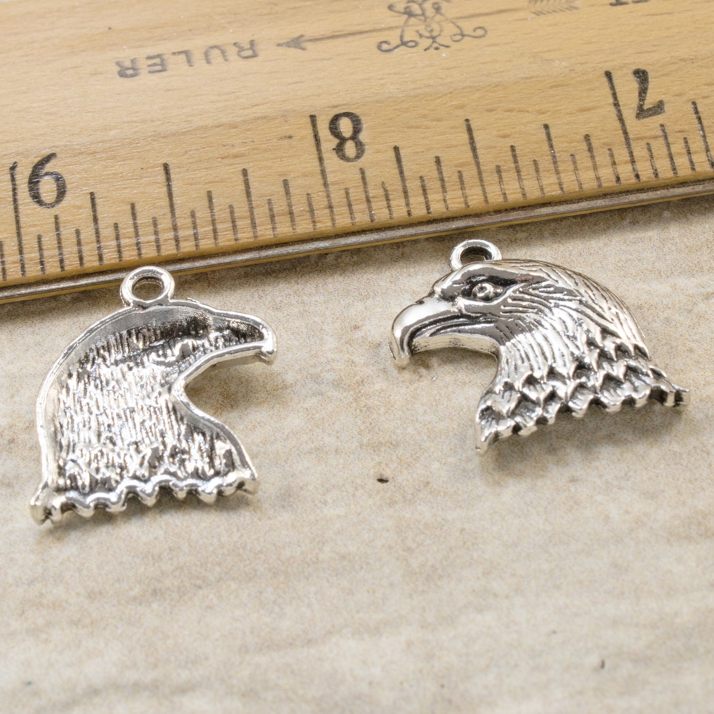Eagle Head Charms: Antique Silver Boy Scout Project Bulk Pendant Supply 10-Pack