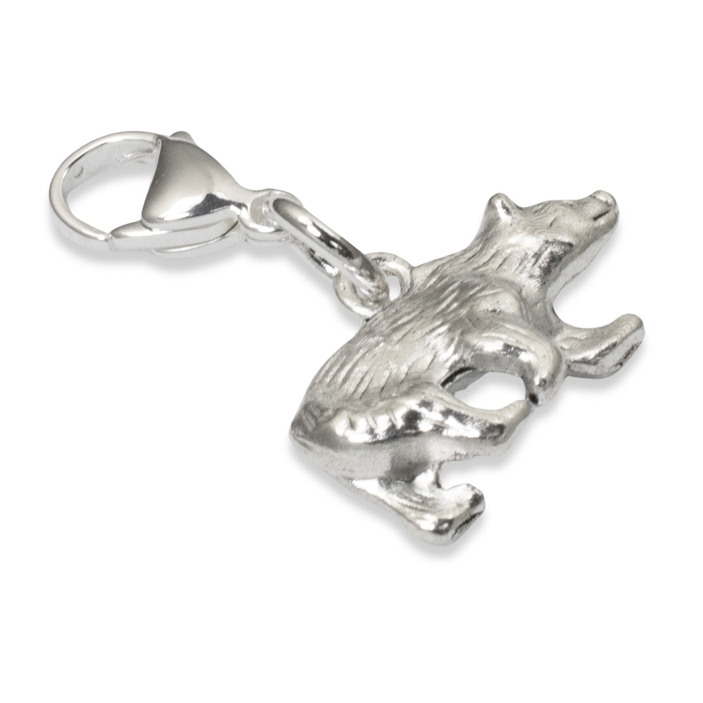 Bear Clip-on Charm, Silver Wilderness-Inspired Accessory for Bags and Keys