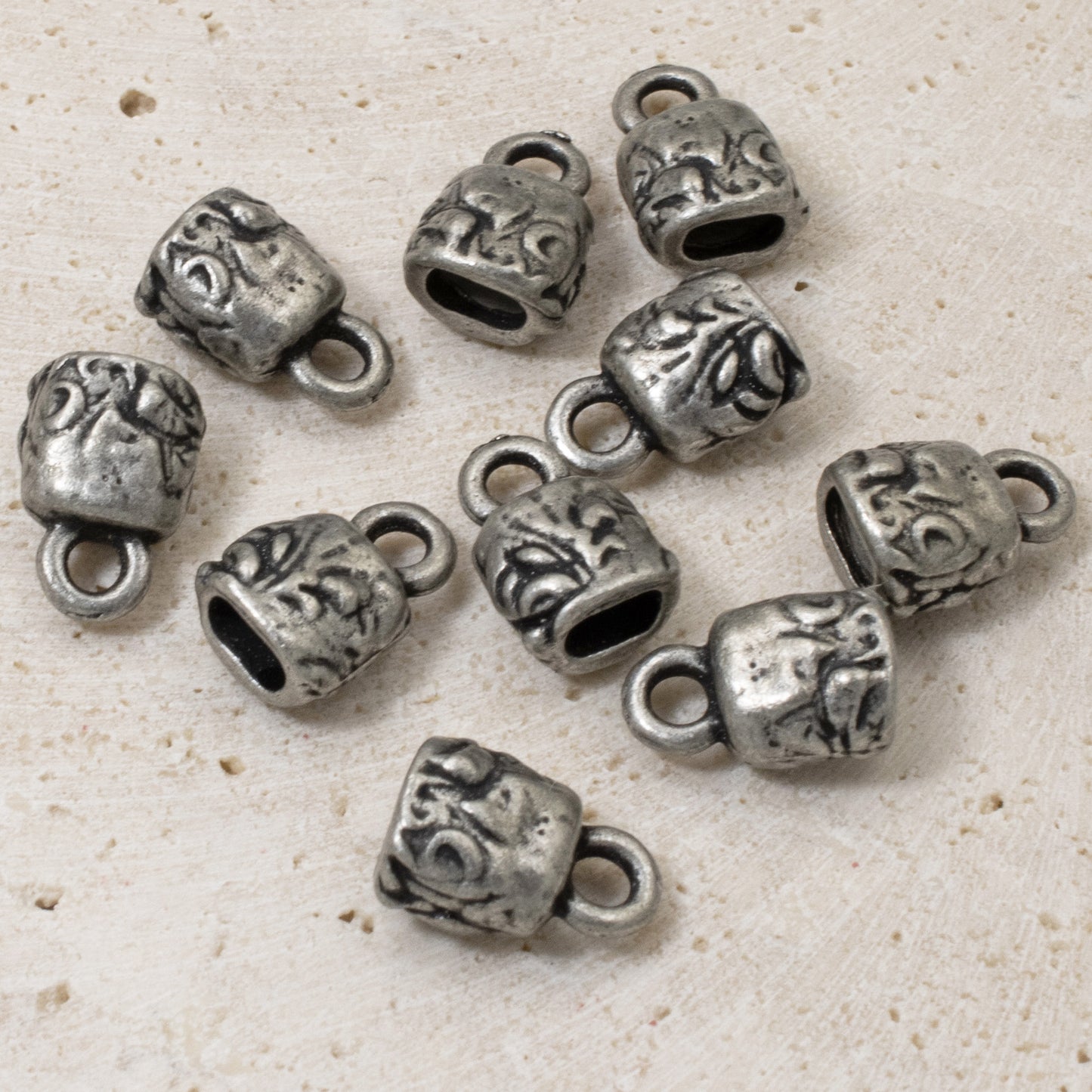 Pewter Leather Cord Ends 10-Pack, Garden Design Crimp End Caps, 4x2mm Opening Cord Finishing, Jewelry Making Supplies