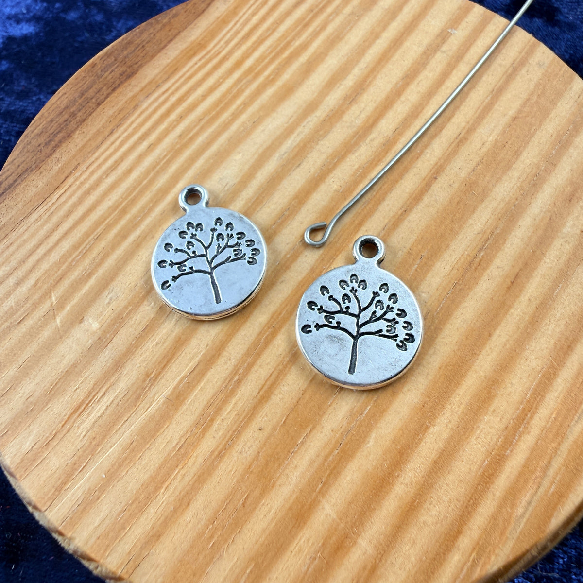 Tree Coin Charms 6-Pack: Silver Nature Tree of Life Spiritual Jewelry Making