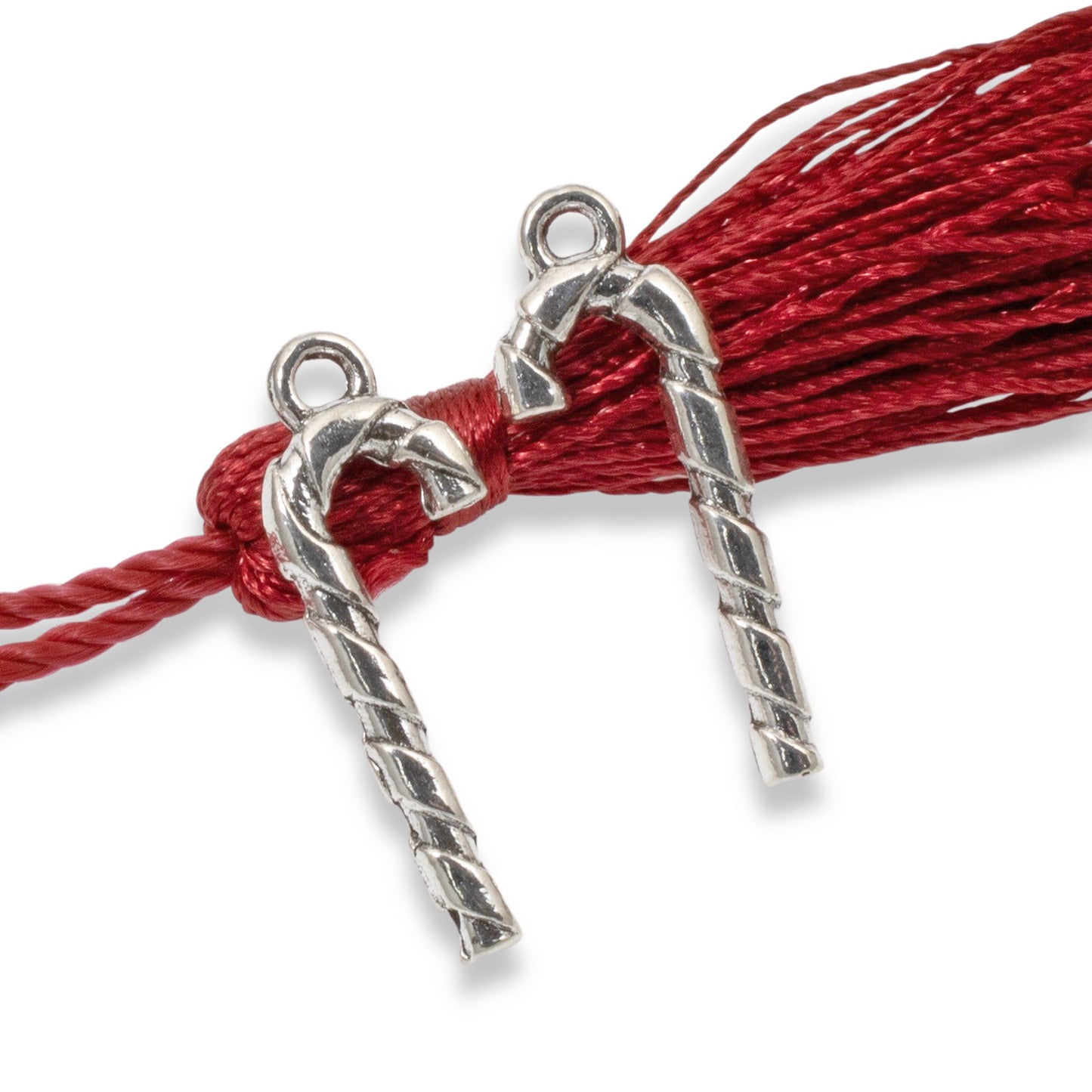 Silver Candy Cane Christmas Charms: Holiday Pendants 30-Pack