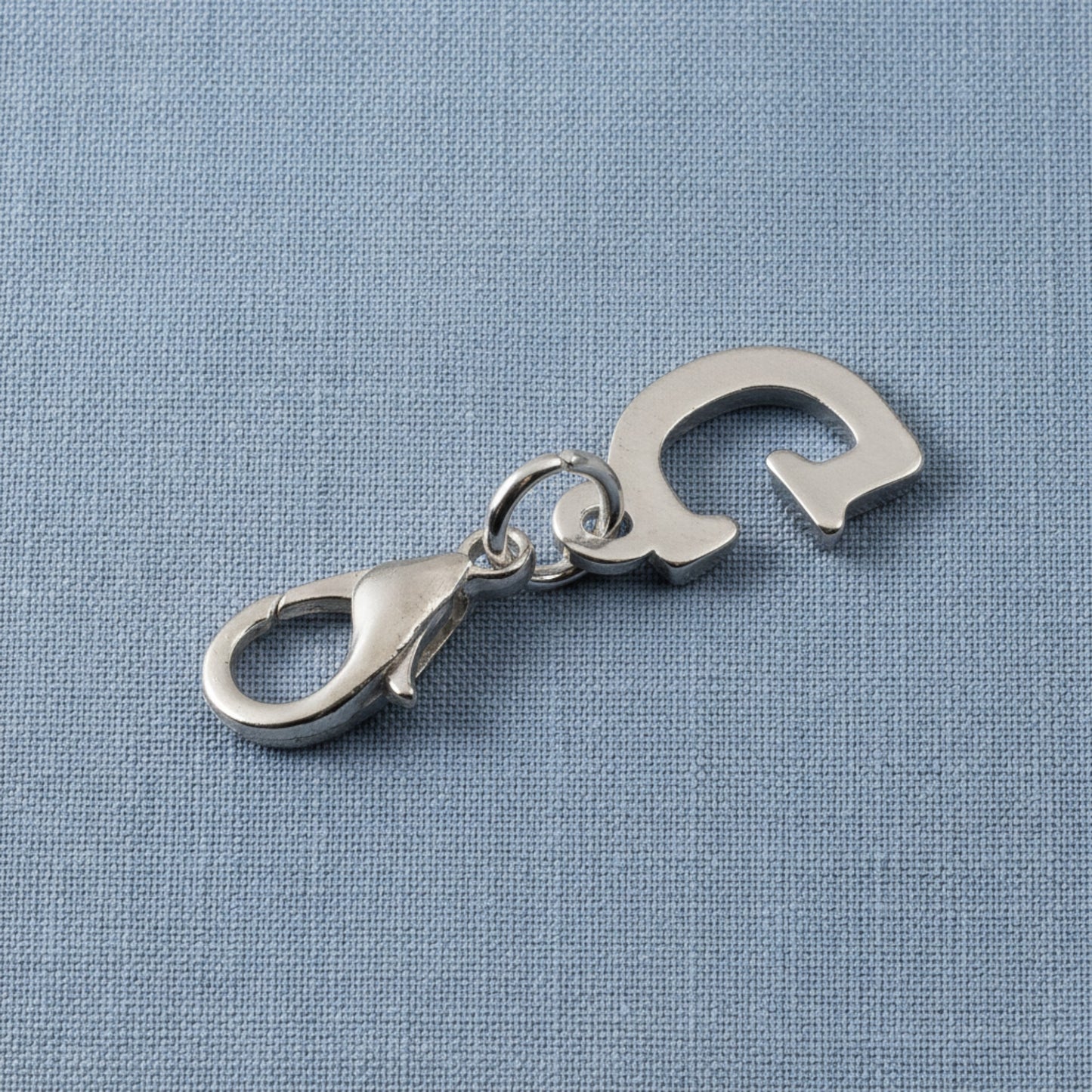 Letter "G" Clip On Charm, Silver Initial Alphabet Dangle with Lobster Clasp
