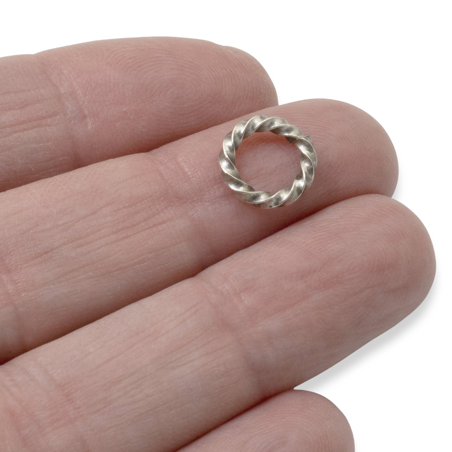 Large Antique Silver Rope Jump Rings: 10-Pack Charm Necklace Connectors