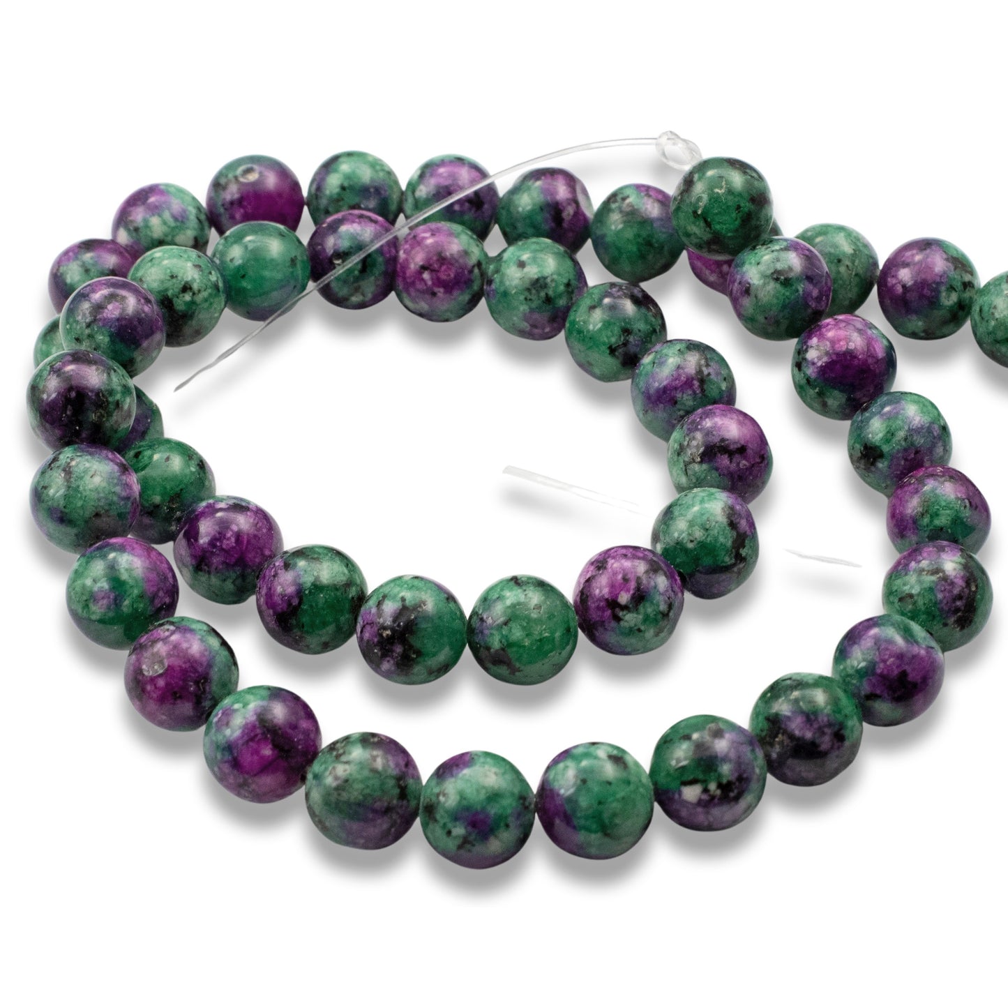 8mm Ruby Zoisite Round Gemstone Beads for DIY Jewelry Making, Green & Pink Natural Stone