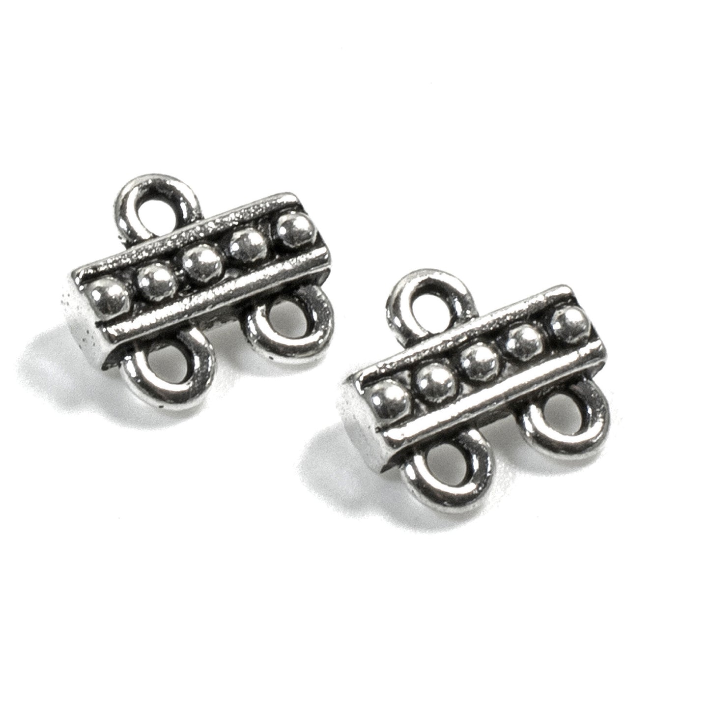 Silver 2 to 1 Beaded Links, 4-Pack Multi-Strand Connectors - TierraCast Design
