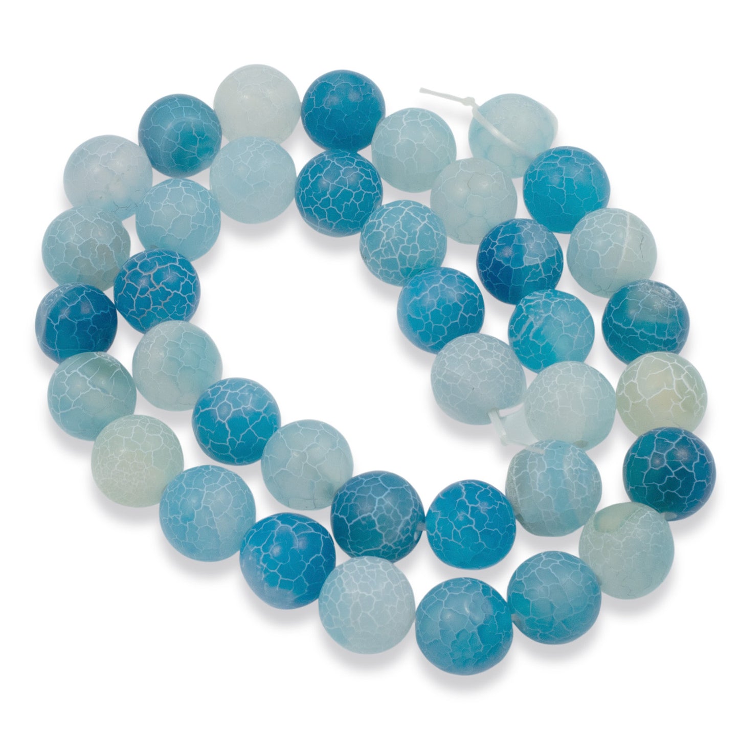 Frosted Dragon Vein Agate Beads, Aqua Blue Crackle Pattern, Natural Stone, 10mm Gemstone Strand, Premium Quality, 38pc