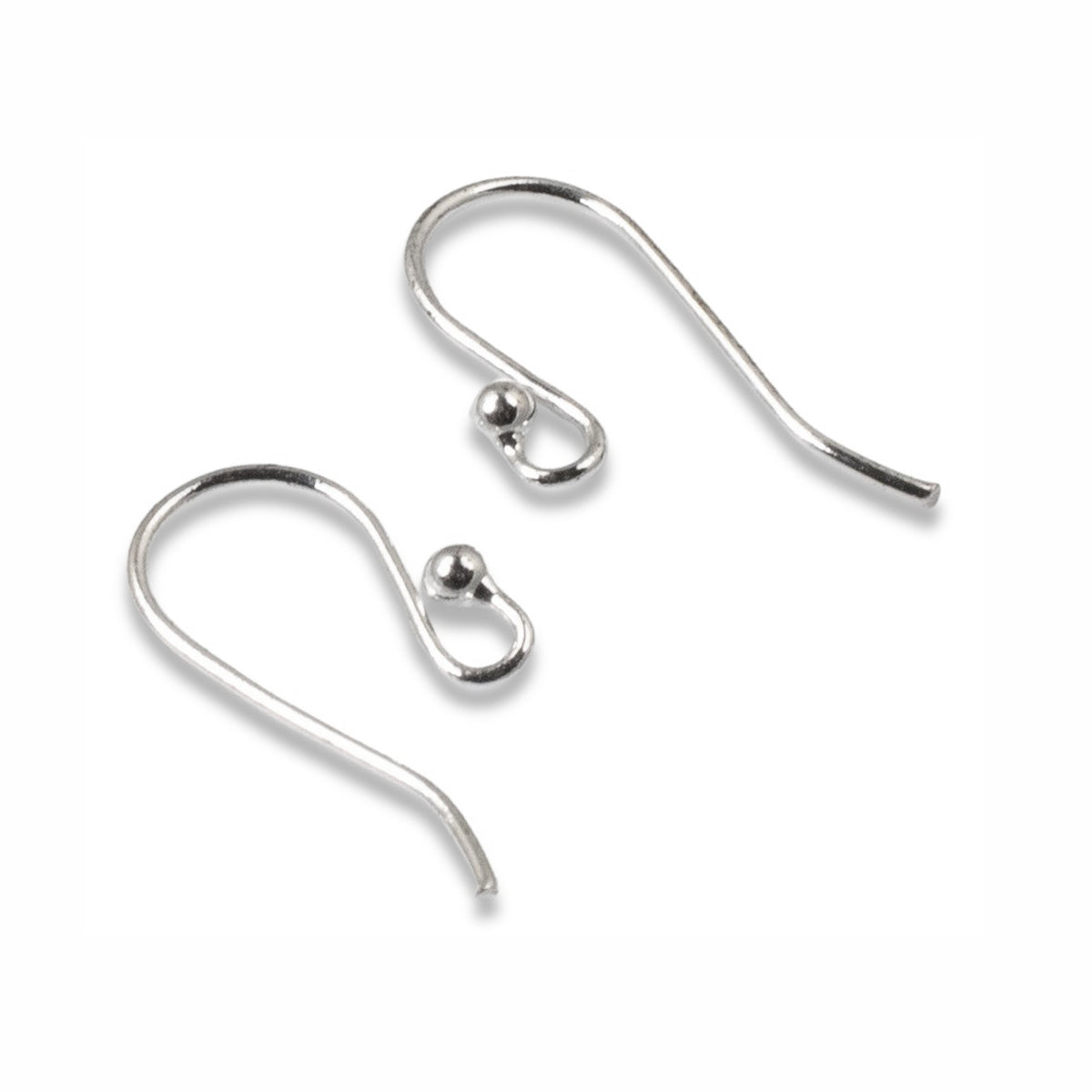 Plain Fish Hook Earwire with Ball, Silver-Plated (36 Pieces)