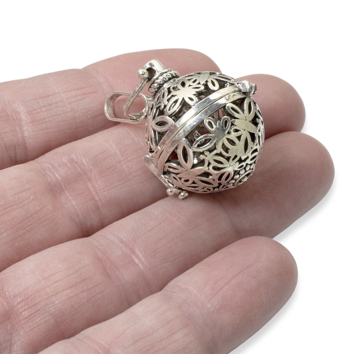 Silver Butterfly Locket, Crystal Cage Pendant for Essential Oils and Gemstones