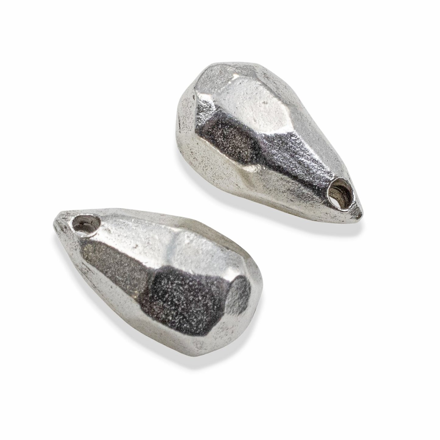 Faceted Drop Beads Antique Silver-Plated Pewter 2-Pack Metal Earring Components USA Made
