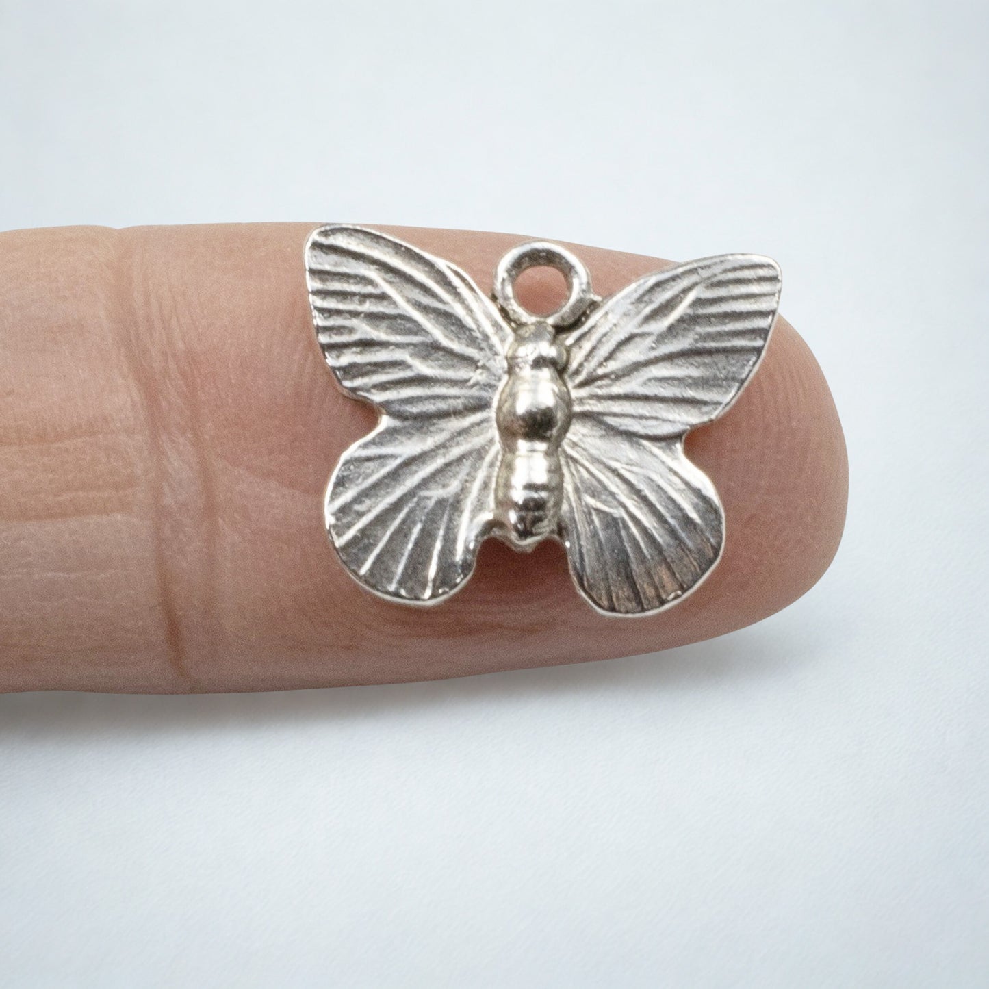 Silver Butterfly Charms: Transformation Symbol Vintage Style USA Made 2-Pack