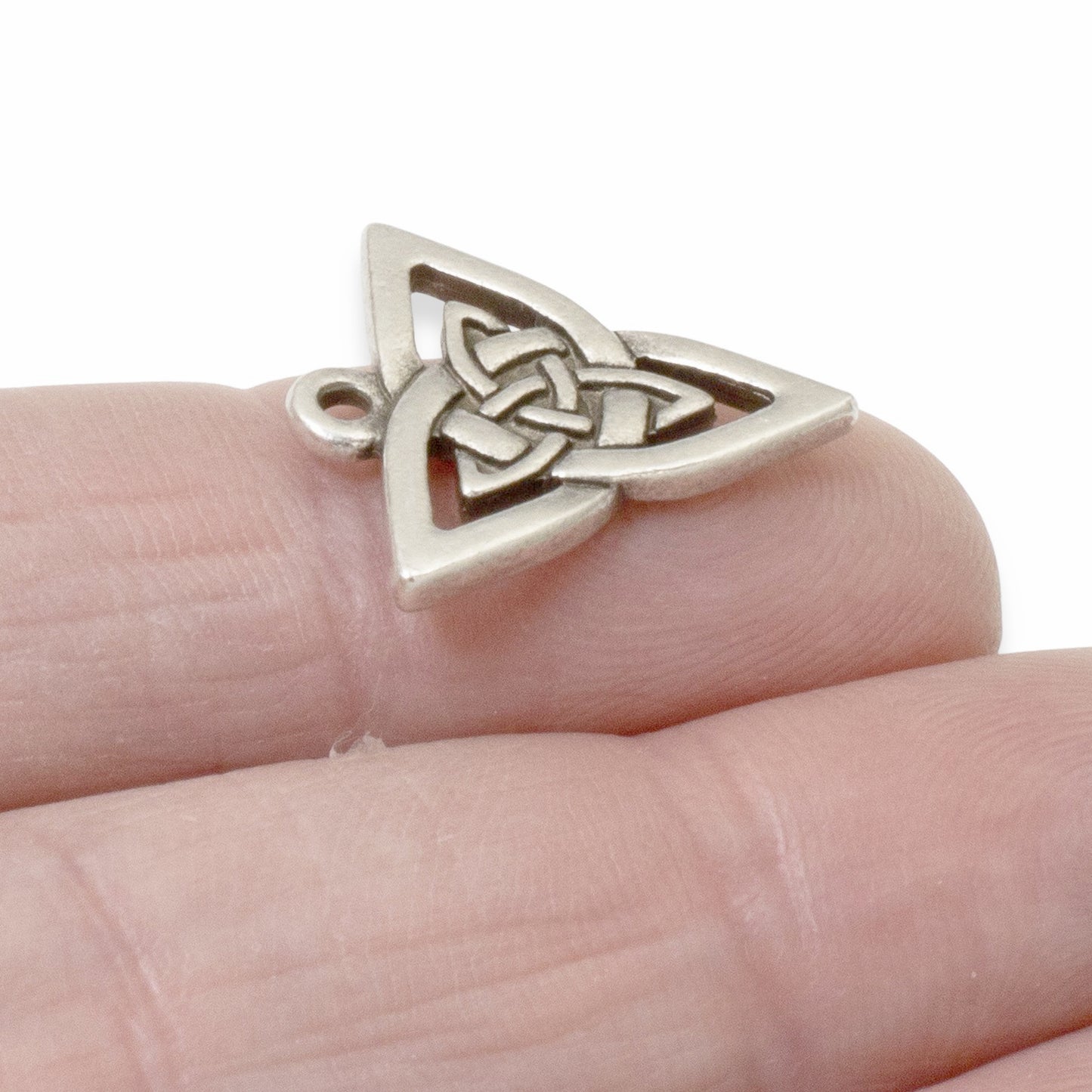 Silver Celtic Knot Triangle Pendants, 2-Pack Sacred Geometry for Statement Jewelry