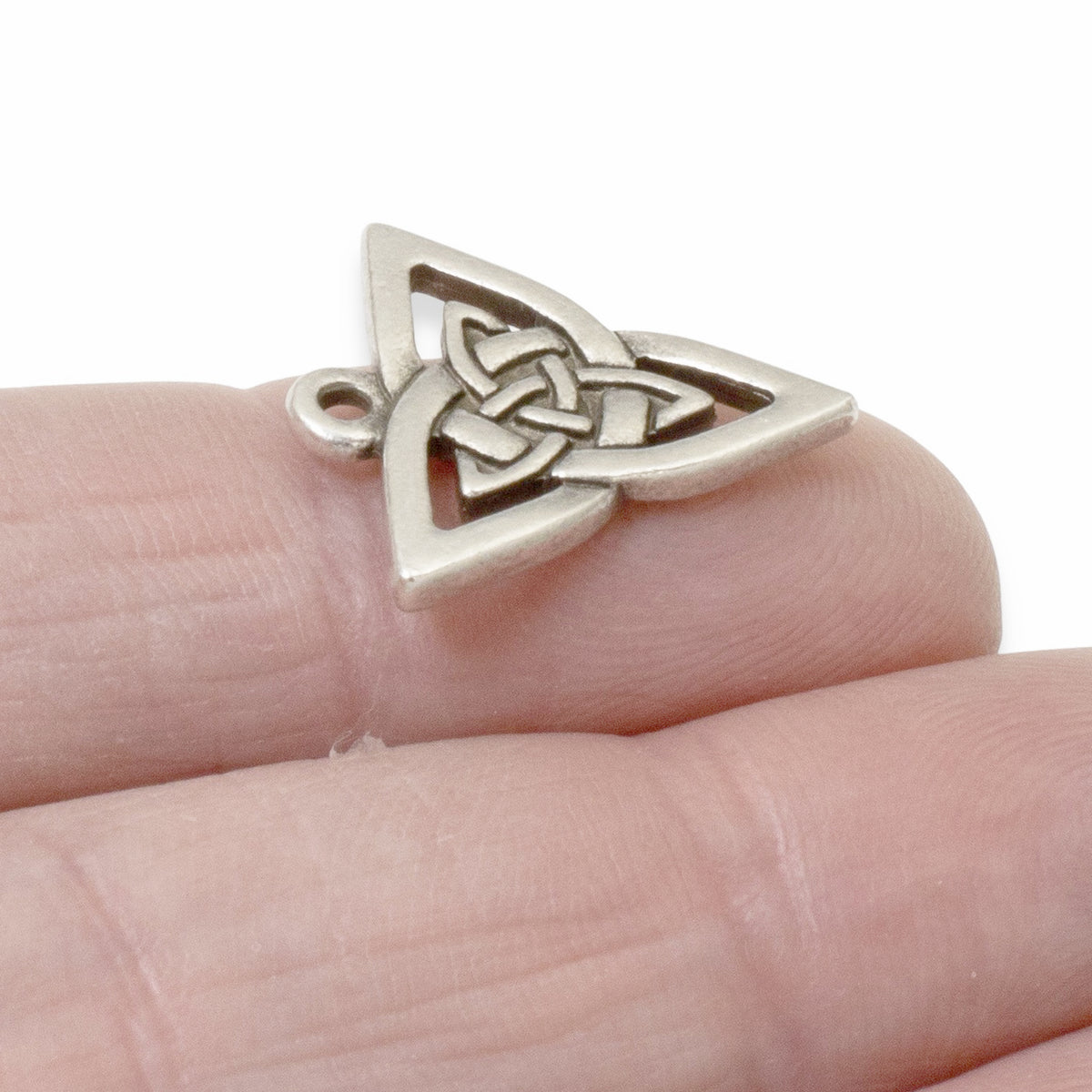 Silver Celtic Knot Triangle Pendants, 2-Pack Sacred Geometry for Statement Jewelry
