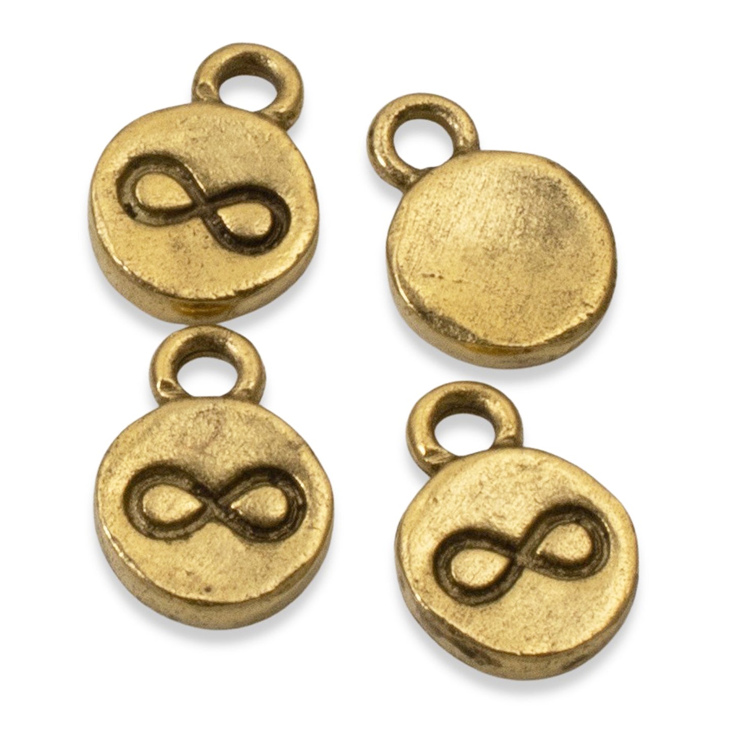 Gold Infinity Charms 4 Pack: 24k Plated Pewter Rustic Eternal Love Symbol Nunn Design