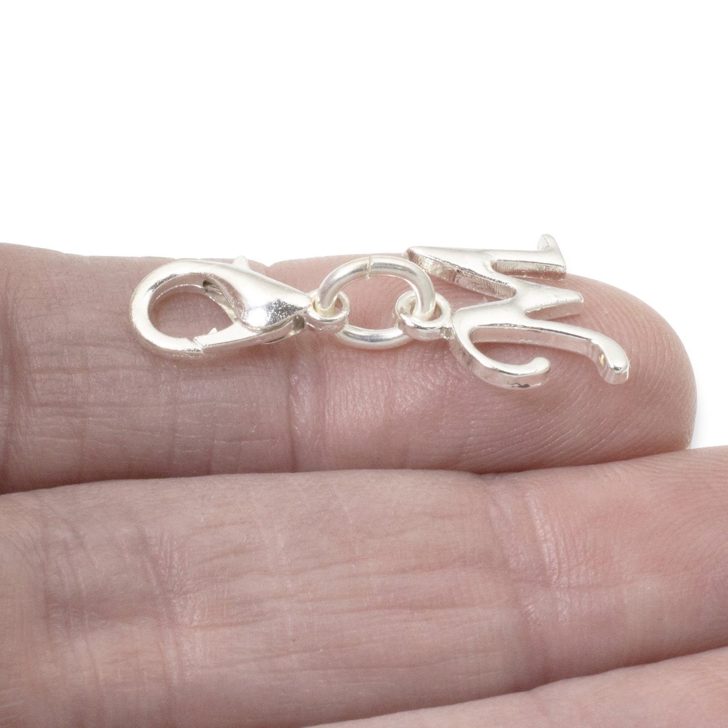 Personalized Silver Letter M Charm - Clip-On Initial Charm for Custom Jewelry, Gift for Her, Monogram Accessory