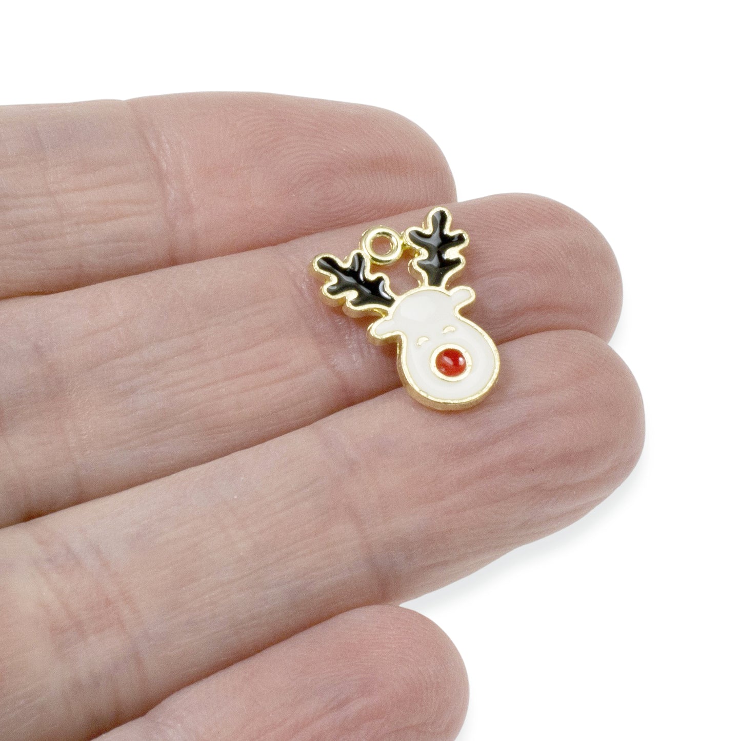 Festive Reindeer Enamel Charms for Holiday Jewelry Making, Christmas Crafts & DIY Accessories