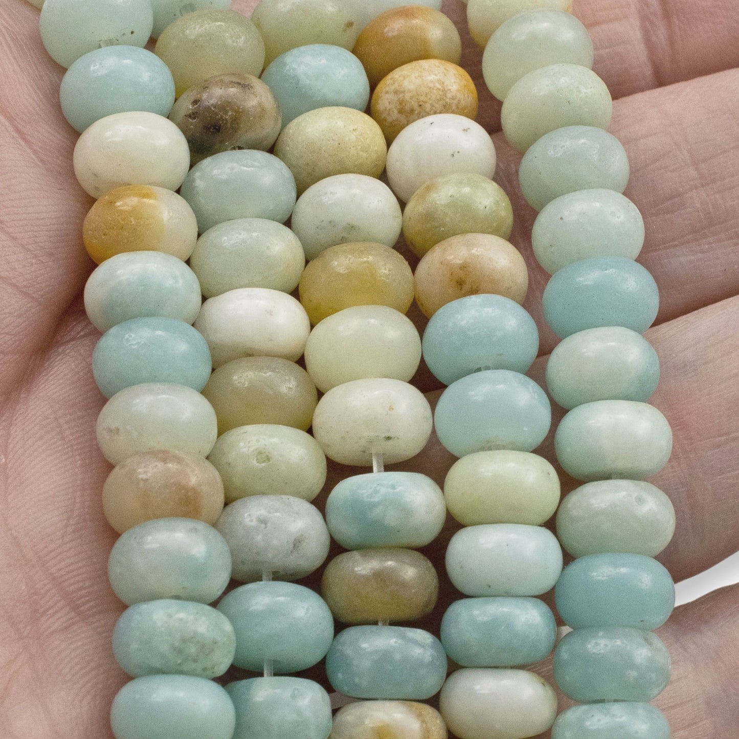 Brown Amazonite Beads, Rondelle 5mm x 8mm, Multicolor Gemstone Strand, 78Pcs