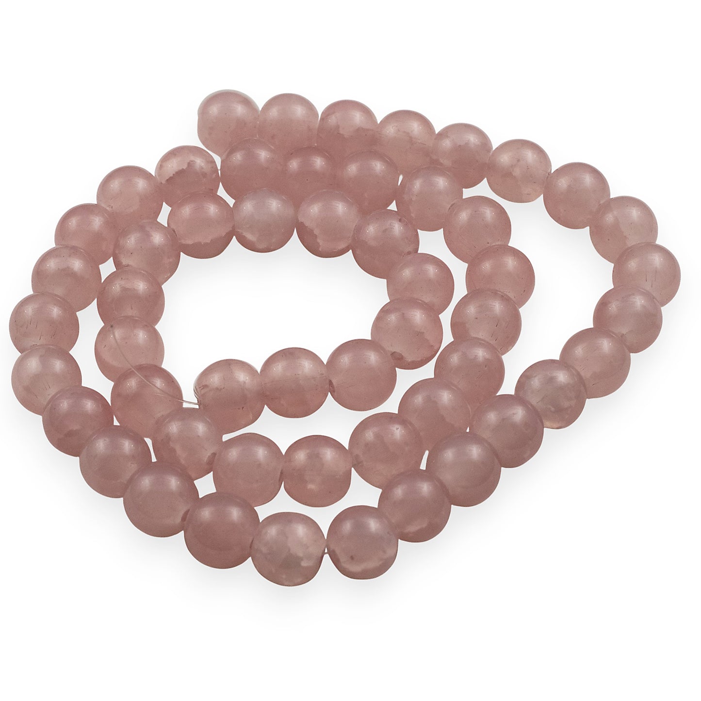 Mauve Pink Glass Beads, 8mm Round Beads with Inner Cracks, 50 Pack Crackled Glass
