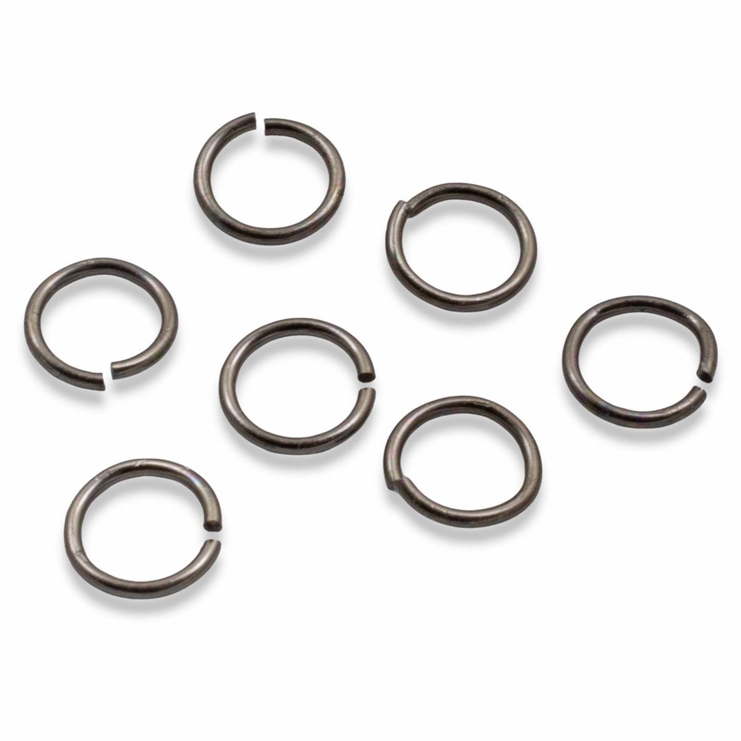 50-Pack Gunmetal Matte Black 7mm Round Open Jump Rings, TierraCast 19 Gauge