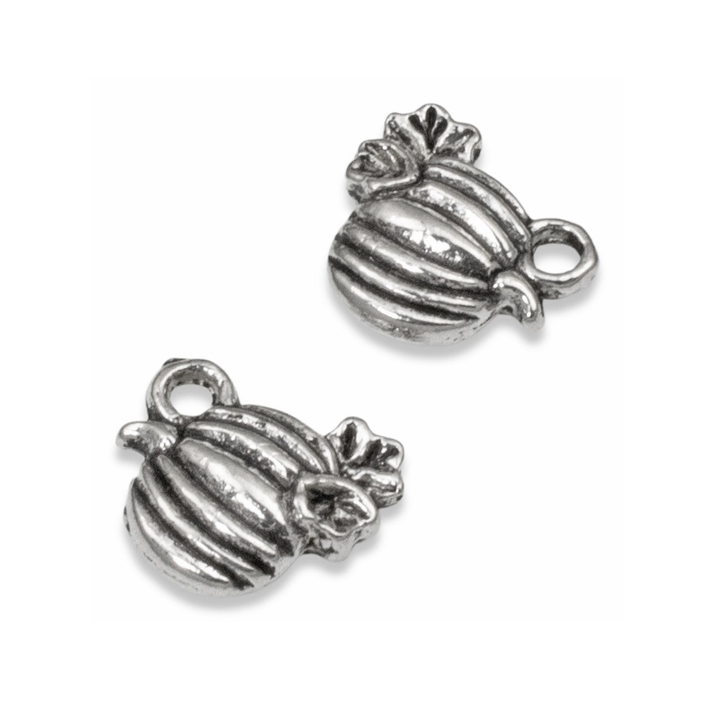 Silver Mini Pumpkin Charms, 50-Pack Fall Halloween Autumn Jewelry Making Supplies