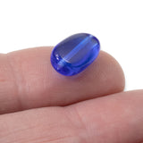 25 Sapphire Blue Wavy Oval Beads - Czech Pressed Glass - DIY Jewelry Supply