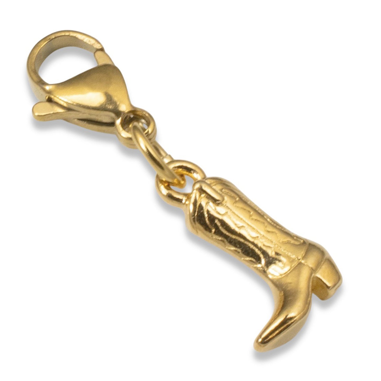 Gold Western Clip-On Boot Charm, 24K Gold Plated Pewter Cowboy Boot, Rustic Country Jewelry, Horse Lover Gift