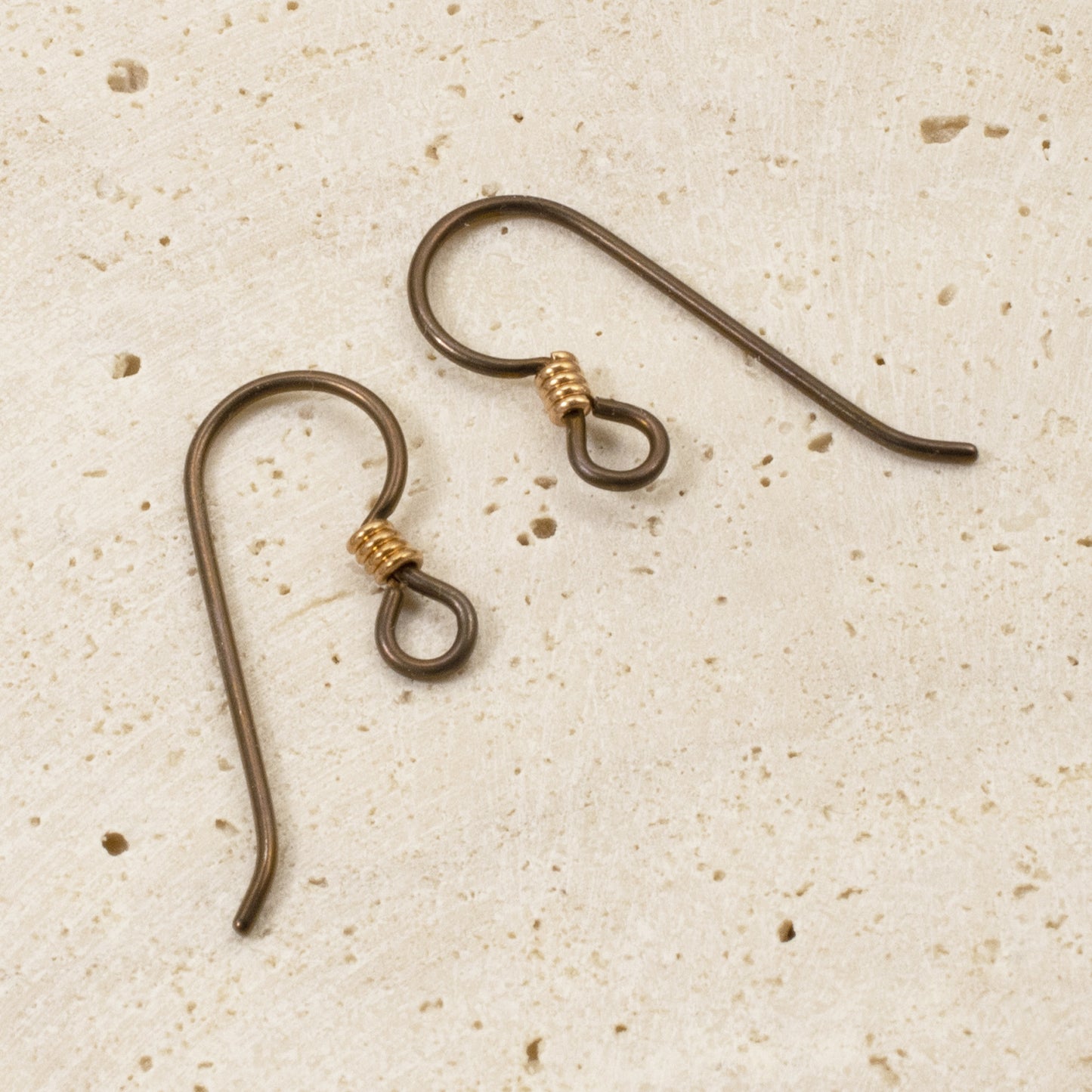 4 Bronze Niobium Ear Wires + Coil Accent - Hypoallergenic Earring Hooks