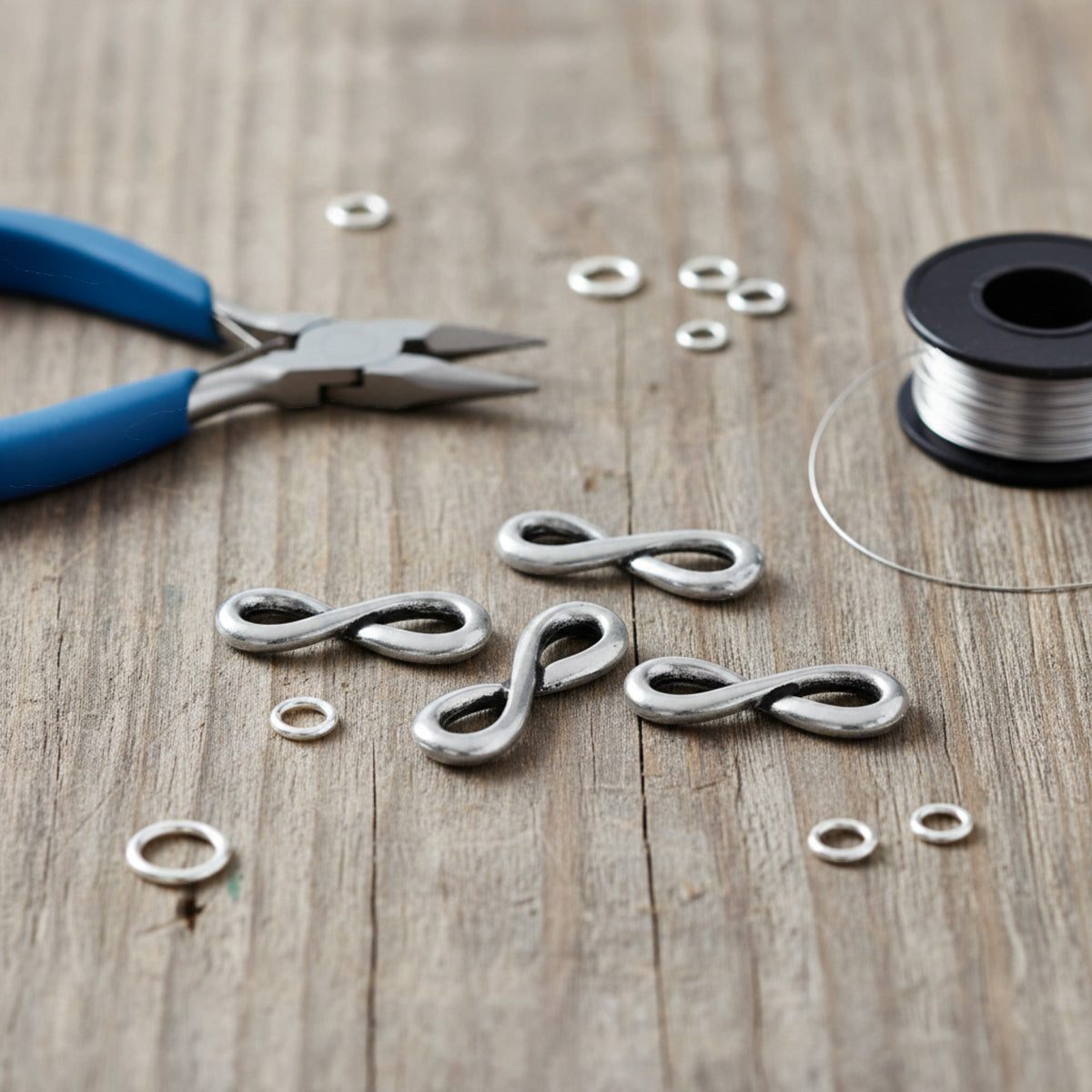Silver Infinity Links 4-Pack, Small Infinity Symbol Connectors, Eternal Love Jewelry Supplies, Meaningful Spiritual Charm Links