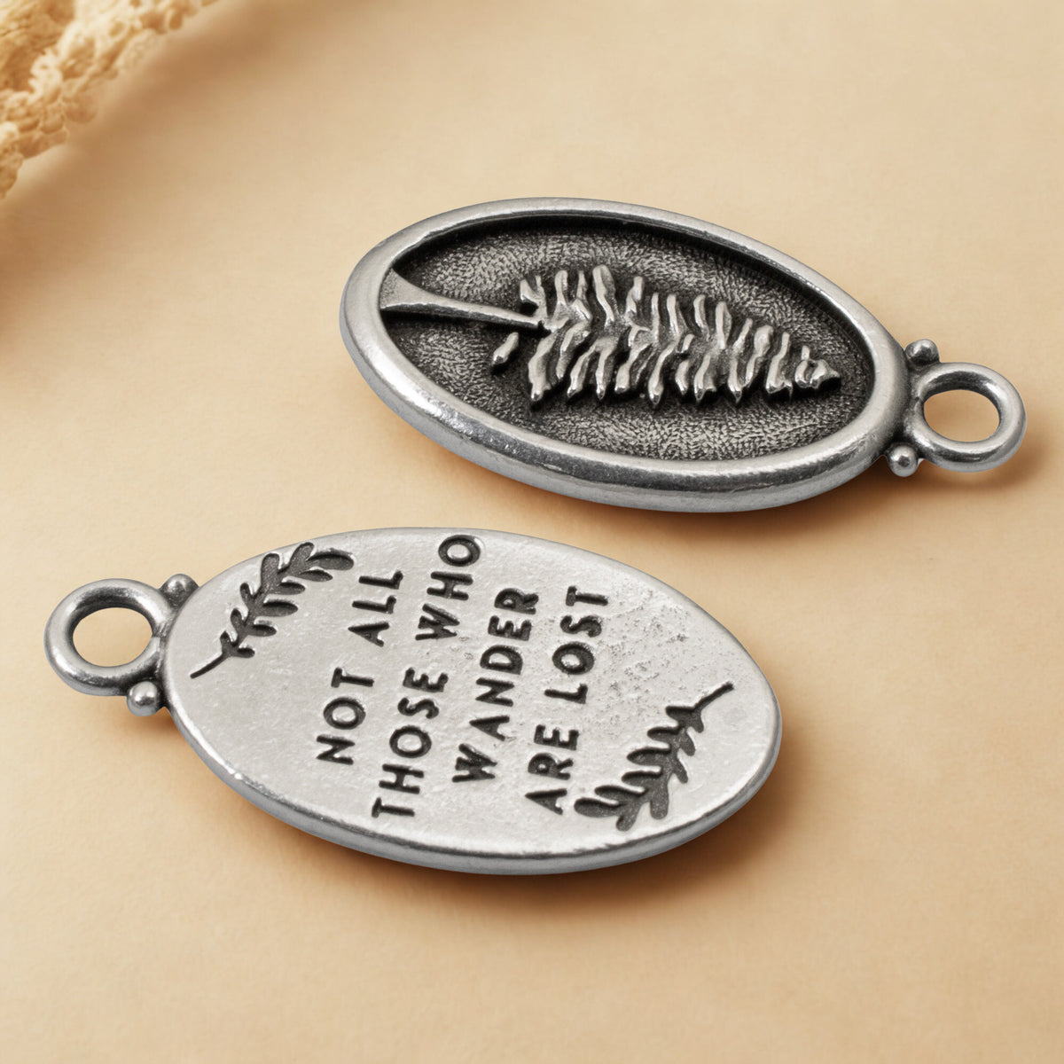 Silver Not All Those Who Wander Are Lost Redwood Charms TierraCast Designed, Adventure Travel Message for Nature Quote Jewelry