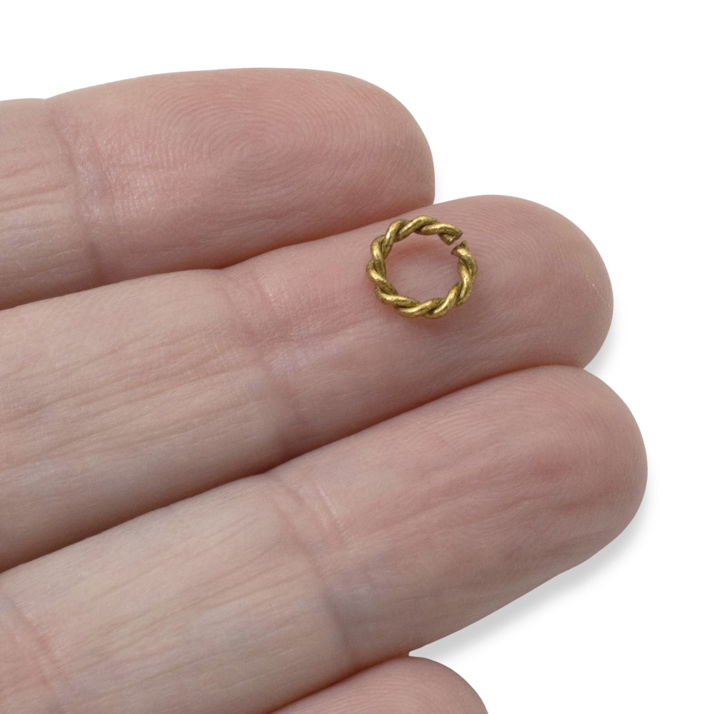 Antique Gold Rope Jump Rings: 10-Pack Mini Charm Necklace Connectors DIY Jewelry