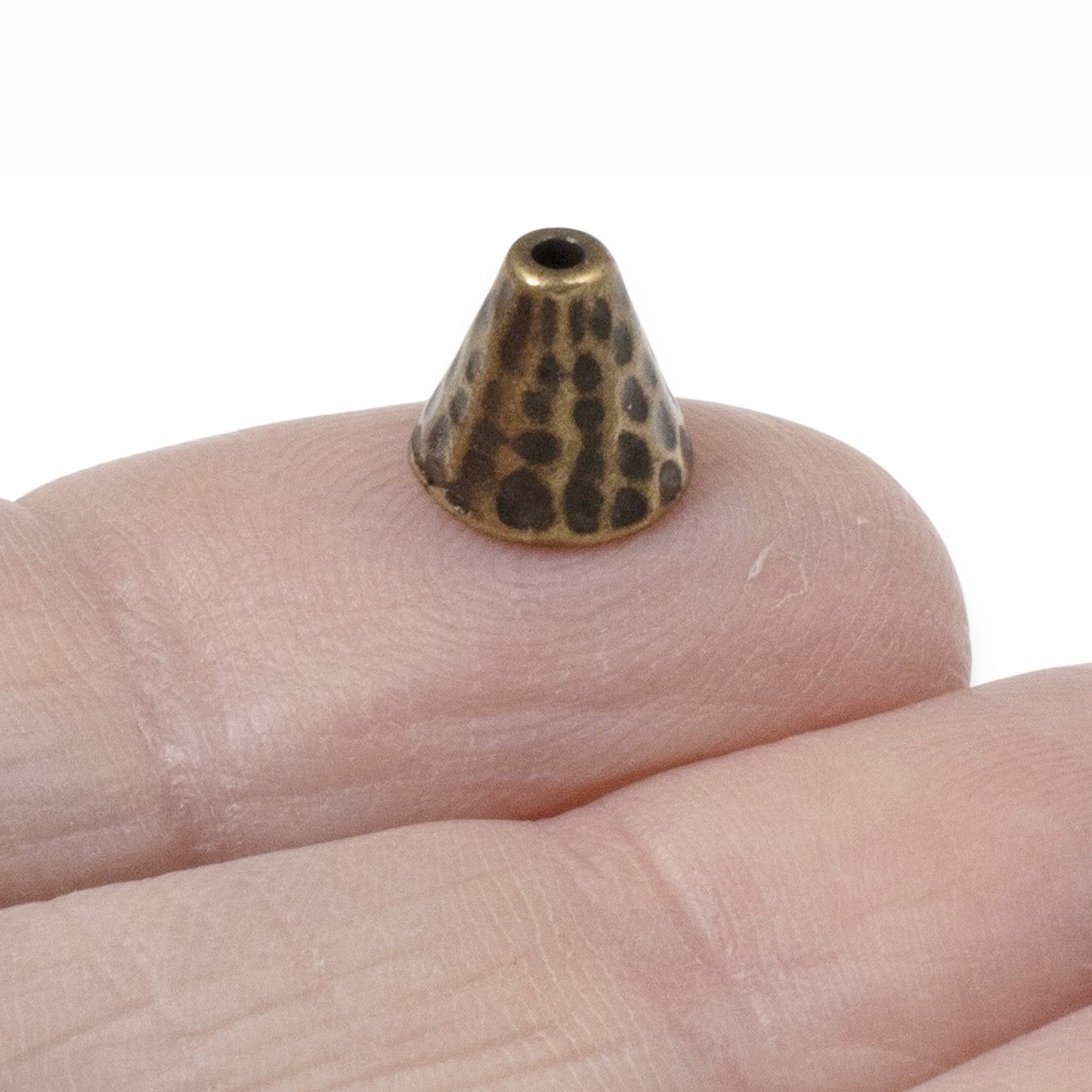 Antique Brass Bead Cones, 4-Pack TierraCast Distressed Caps & Multi-Strand Reducer