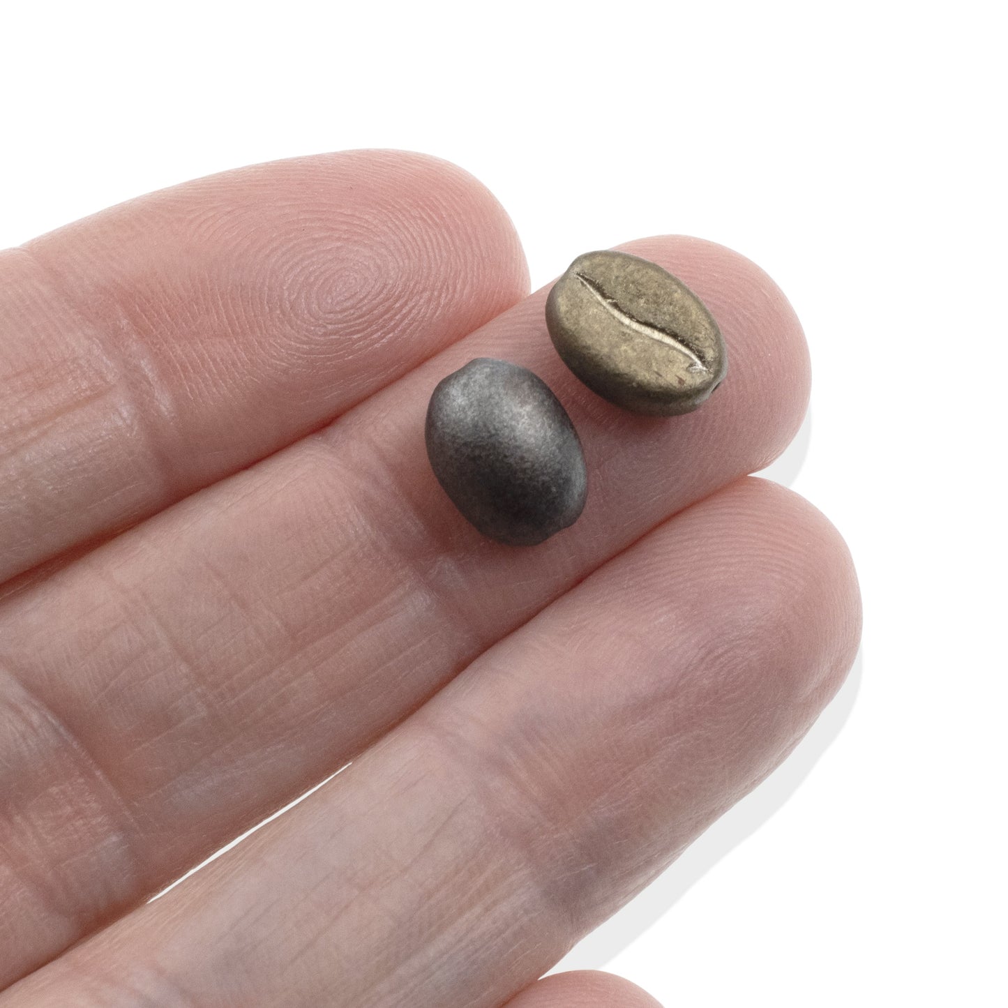 Coffee Bean Beads: Flax Grey Metallic Czech Glass 8x11mm 10-Pack Java Jewelry