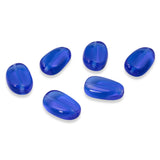 25 Sapphire Blue Wavy Oval Beads - Czech Pressed Glass - DIY Jewelry Supply