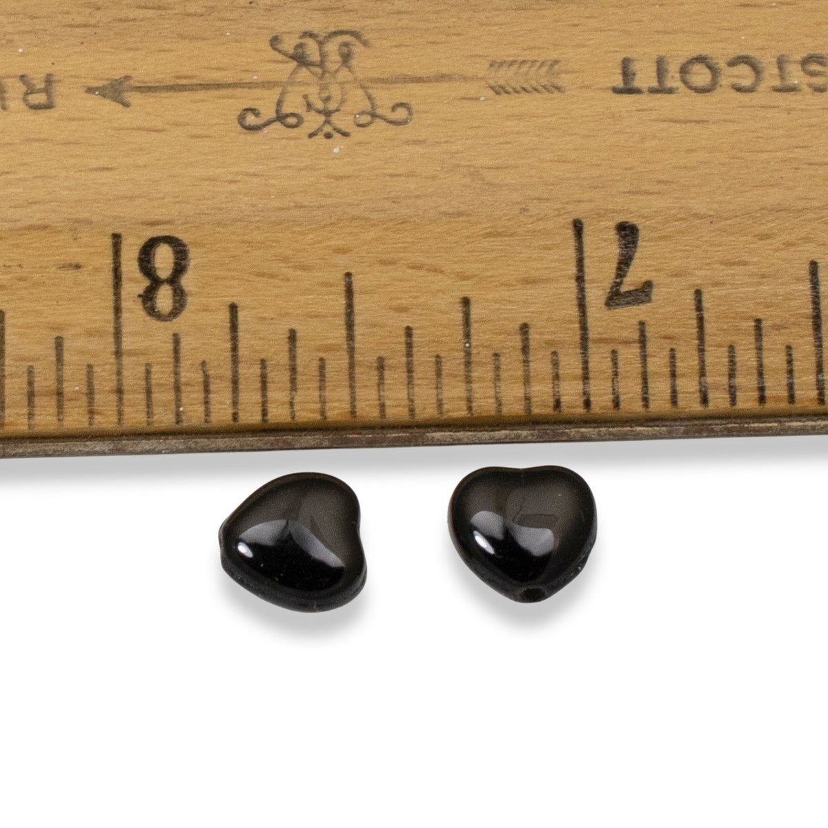 8mm Heart Shaped Beads, 30-Pack Jet Black Czech Glass, DIY Jewelry Making