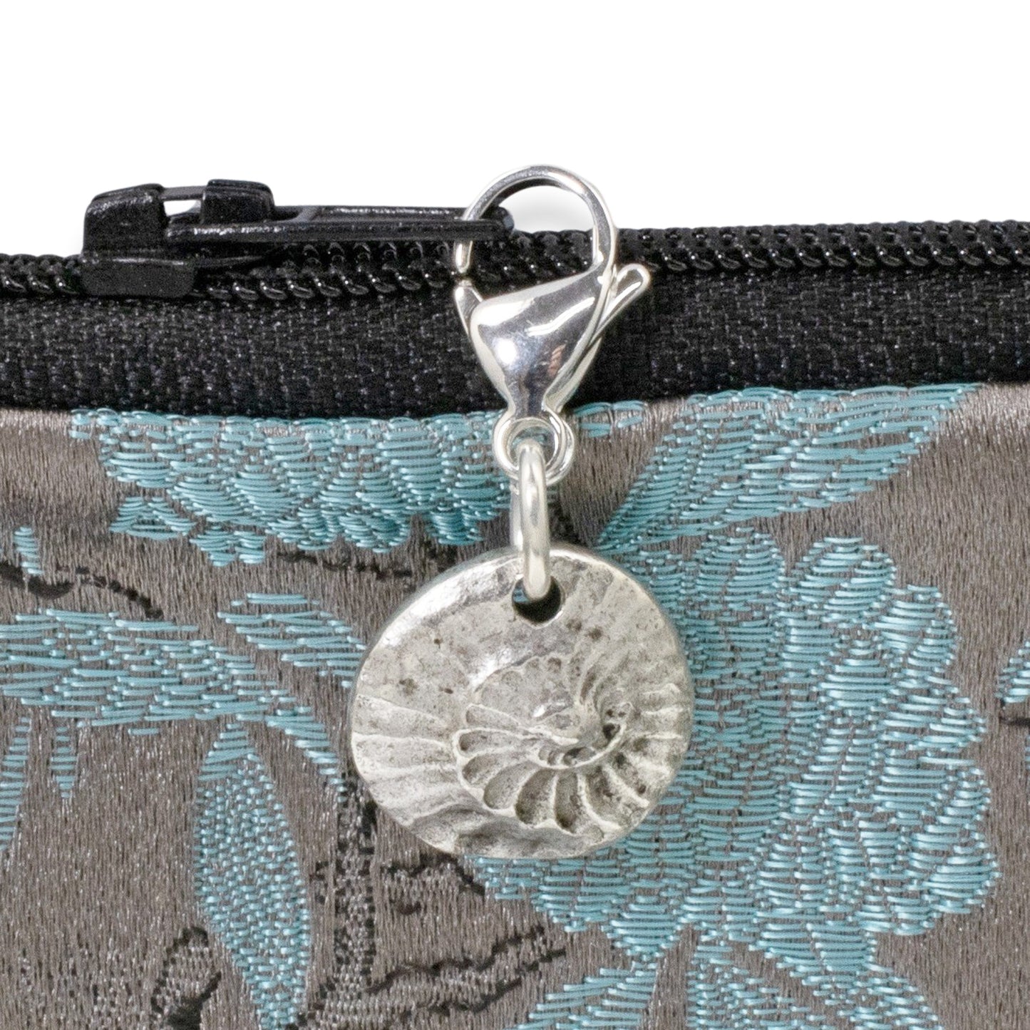 Silver Fossil Clip-on Charm, Prehistoric Accessory for Bags and Jewelry, Unique Geology Gift