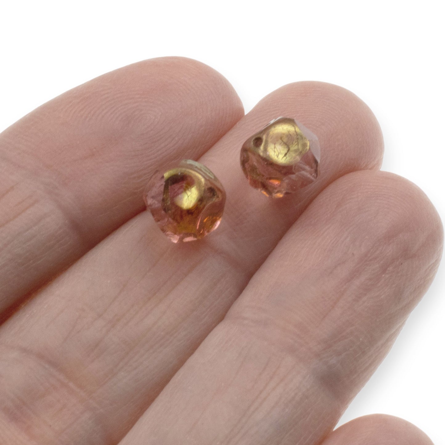 Crystal Pink Bronze 9mm Baroque Central Cut - Raven's Journey Czech Glass - 10-Pack