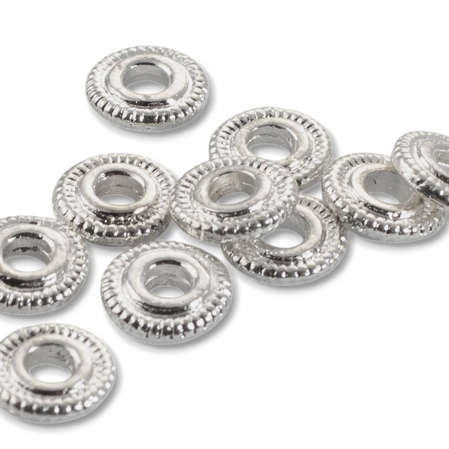 Sterling Silver Plate Spacer Beads 6mm Line Edge Large Hole Leather Cord 10-Pack USA