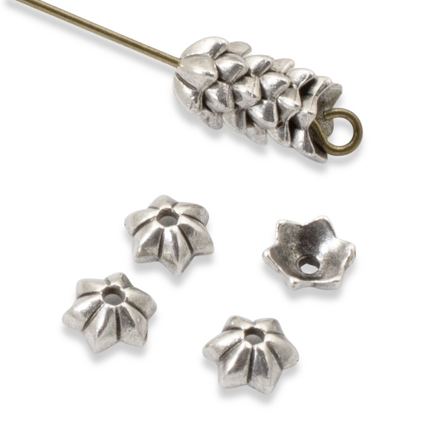 Silver 5mm Talavera Star Bead Caps, 10-Pack TierraCast Premium Jewelry Findings