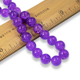30 Purple 10mm Round Glass Crackle Beads for DIY Handmade Jewelry Making