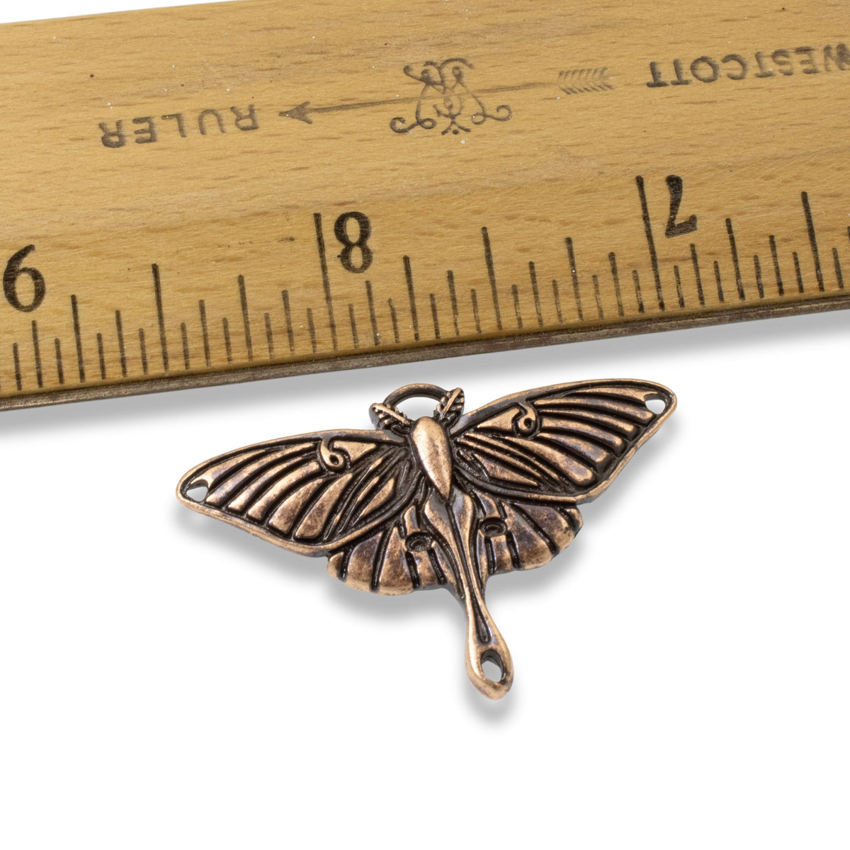 Copper Luna Moth Pendant, Double Sided Nature Inspired Link Charm