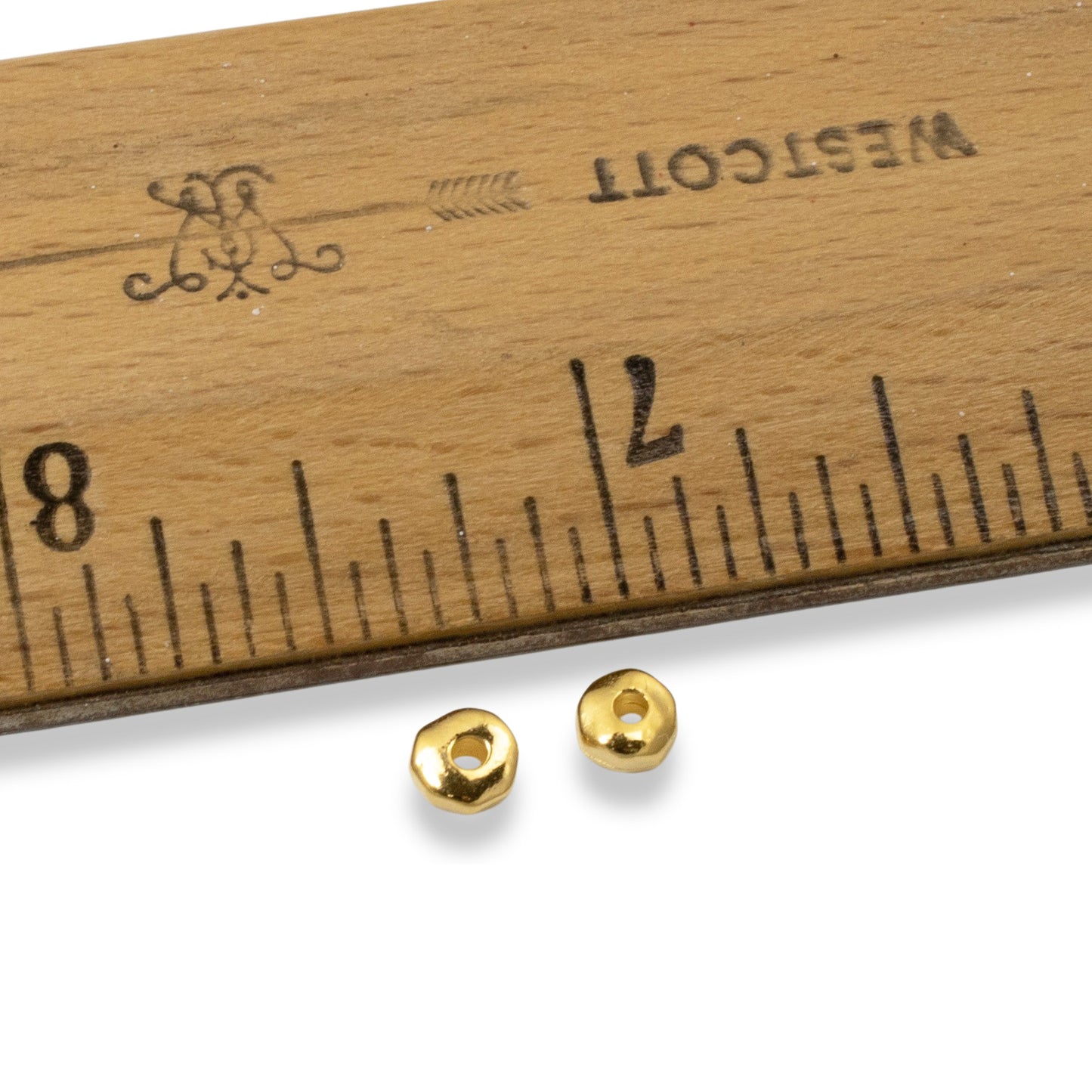 Bright Gold Nugget Beads: 24K Plated 5mm Organic Rondelle Spacers 25-Pack
