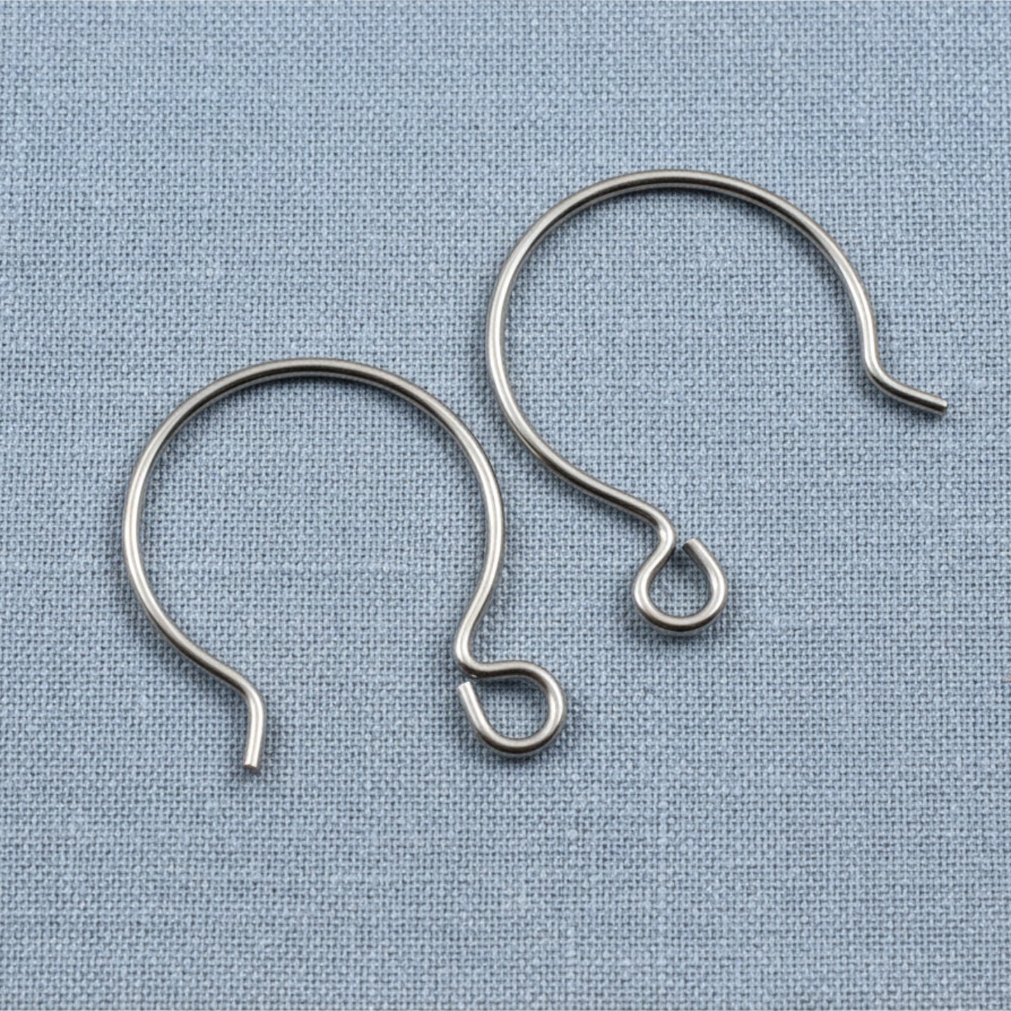 Gray Niobium Circle Hoop Ear Wires, Hypoallergenic, USA Made, 10-Pack