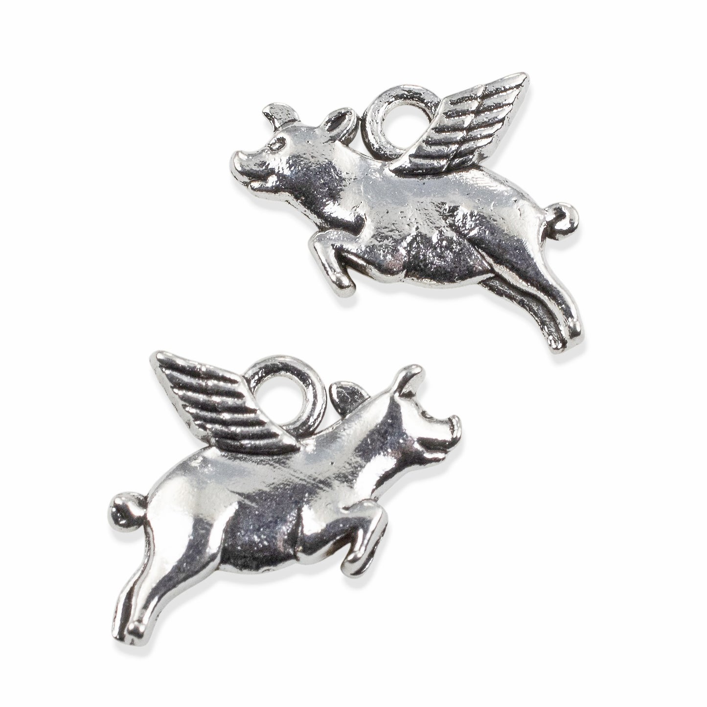 Silver Flying Pig Charms 20Pcs, Whimsical Novelty Metal Pendants Jewelry Supply