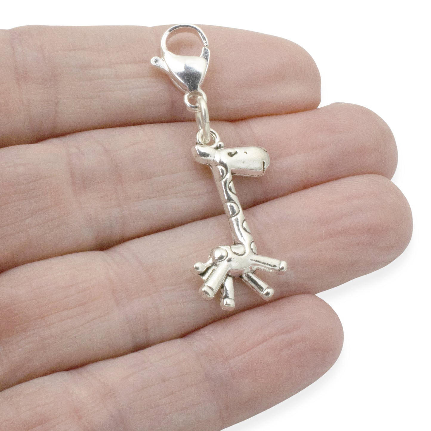 Silver Giraffe Clip-On Charm, Fun Animal Zipper Pull for Diaper Bags & Keychains
