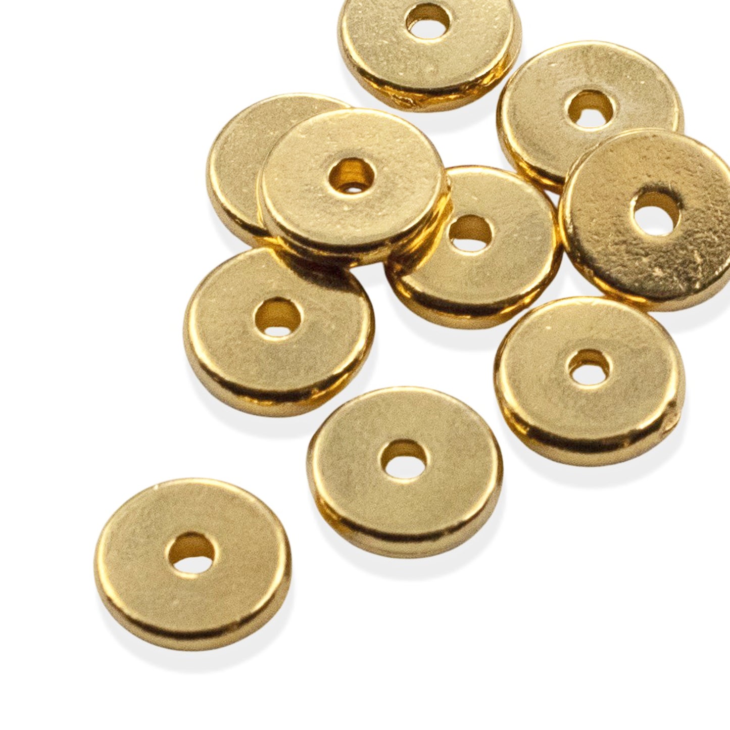 Gold Disk Spacer Beads 7mm: 24k Gold Plated Heishi 10-Pack Contemporary Design