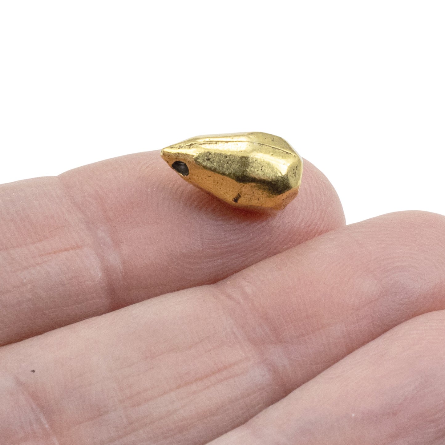 Faceted Drop Beads Antique 24K Gold-Plated Pewter 2Pcs Metal Earring Components USA Made