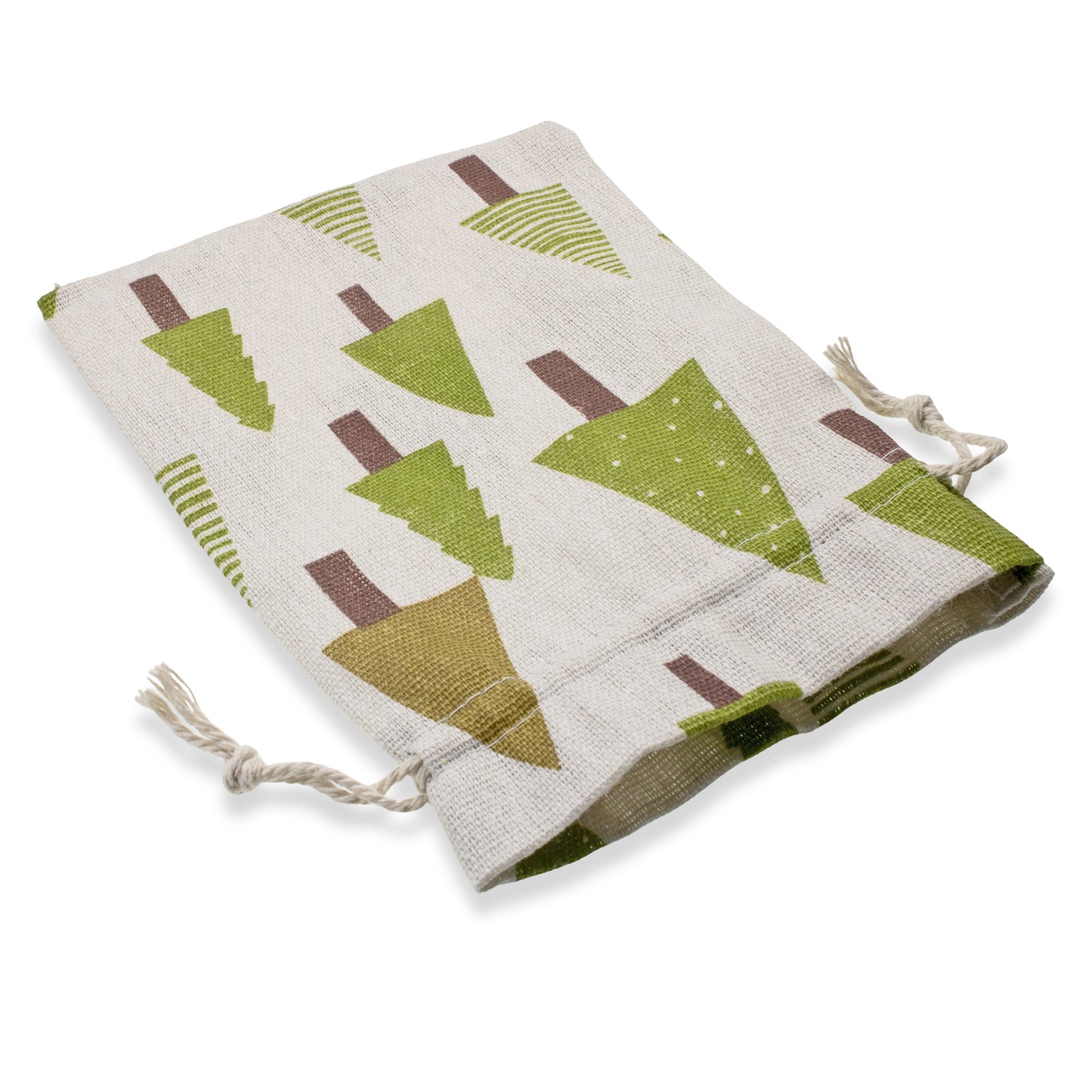 Woodland Tree Drawstring Bags: Rustic Christmas Winter Gift Pouch 5x7 5-Pack